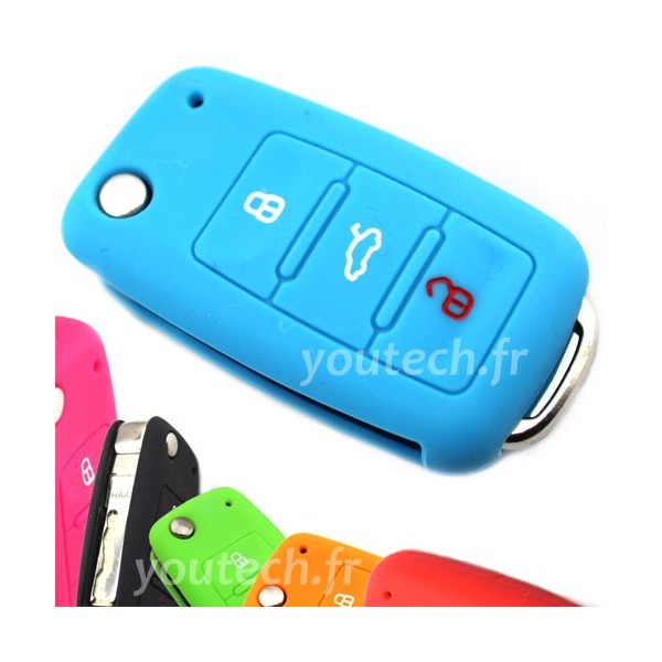 Housse protection clé plip vw golf passat touran touareg seat leon ibiza  skoda fabia octavia