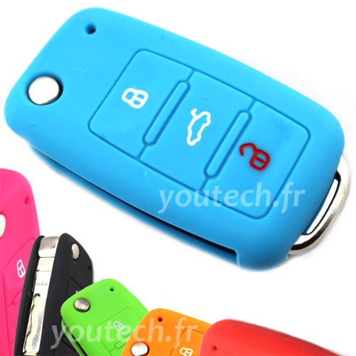 Housse protection clé plip vw golf passat touran touareg seat leon ibiza  skoda fabia octavia