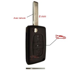 Coque télécommande Citroen 3 Boutons